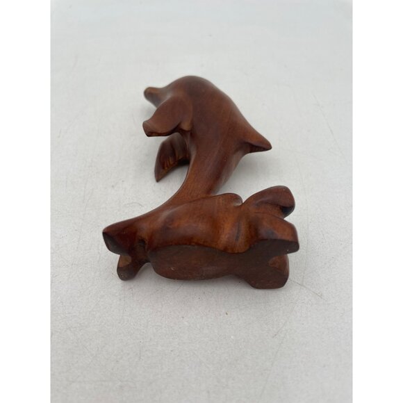 Hand-Carved Jamaican Wood Dolphin Figurine - Swim Into Elegance With Tropical Vi - Picture 5 of 6